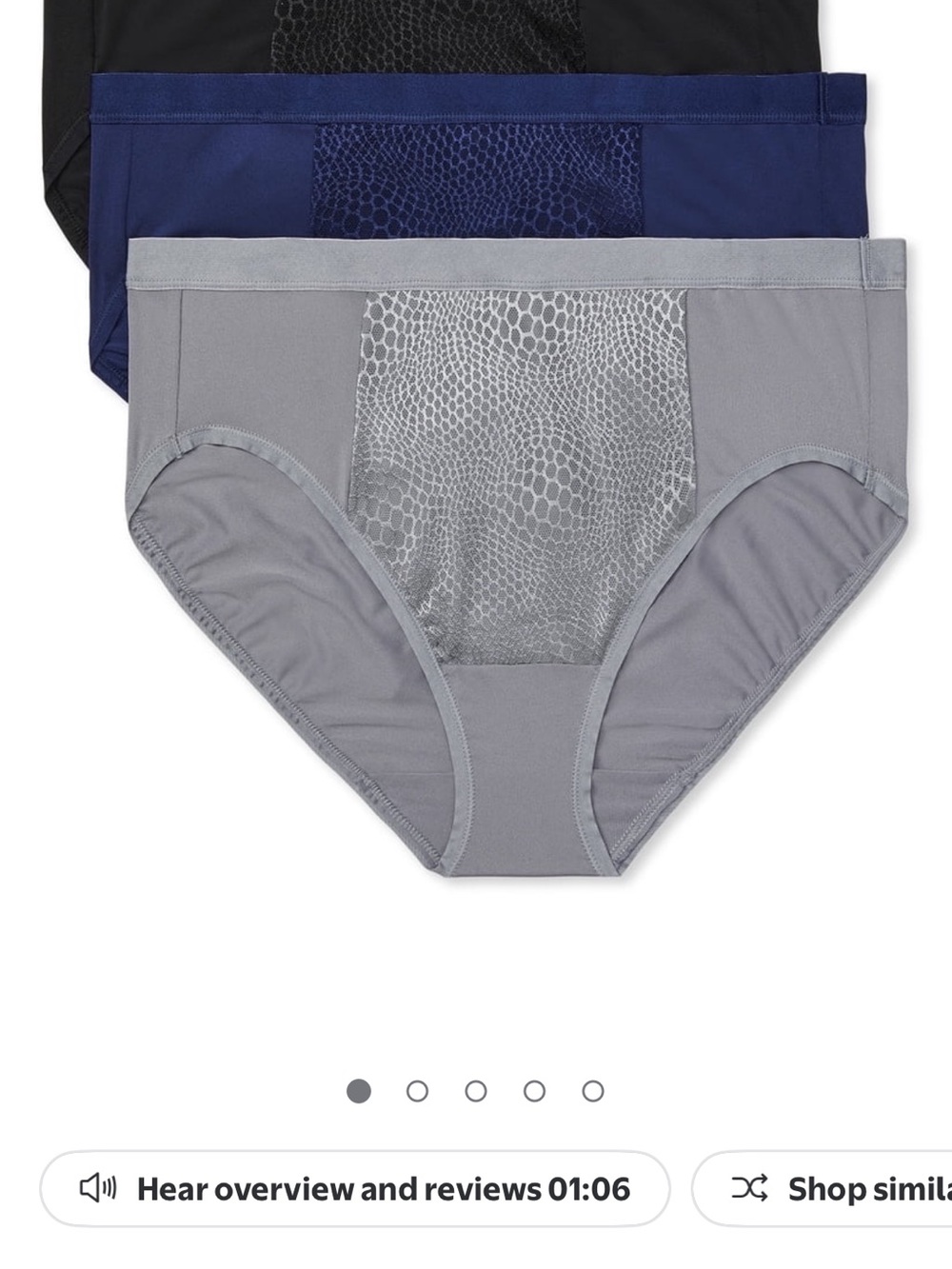 Warners Tummy Smoothing Hipster 3-Pack in Navy Light Gray black
